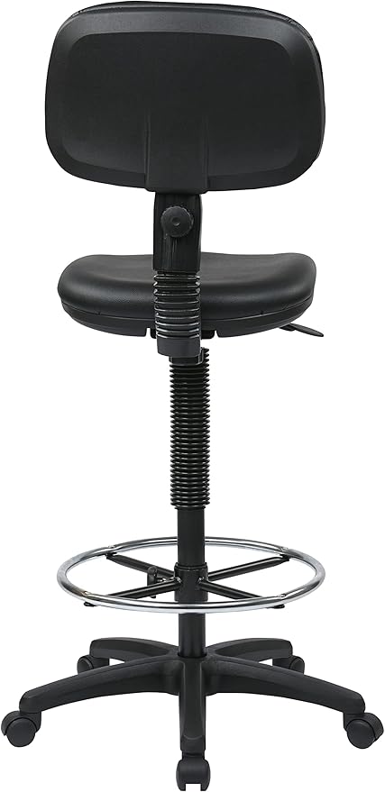 Office Star DC Series Adjustable Drafting Chair with Foot Ring and Sculptured Foam Seat, Black Vinyl