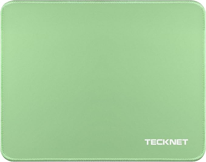 TECKNET Mouse Pad with Anti-fray Stitching, Waterproof Surface & Non-Slip Rubber Base with Stitched Edges Gaming Mouse Mat for Laptop，Compatible with Laser and Optical Mice - LT.Green