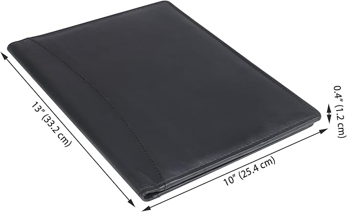 Succor Genuine Leather Business Portfolio Organizer-Professional Padfolio-Leather Binder-Document Holder-Resume Folder-A4 PAD Folio for Men and Women-13”x10”-Black