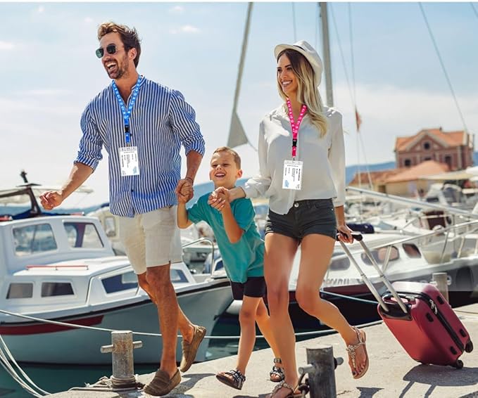 Cruise Lanyards, 4 PCS Lanyards for Cruise Ship Cards, Badge Holder Lanyard with Detachable Buckle, Waterproof ID Badge Holder for Cruises Ships Key Cards, Cruise Ship Essentials