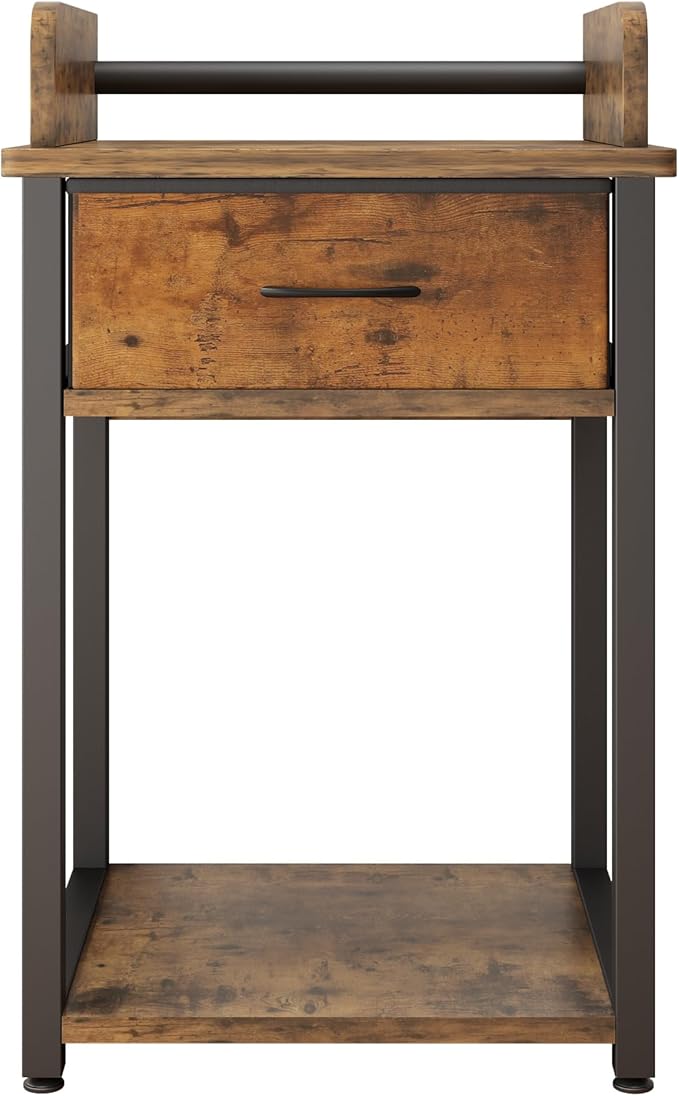 TigerDad Printer Stand with Storage Drawer, Multifunctional Desk Organizer for Fax Machine Scanner Files Utility Carts for Office Supplies, File Cabinet, Space Saving Design for Home Office