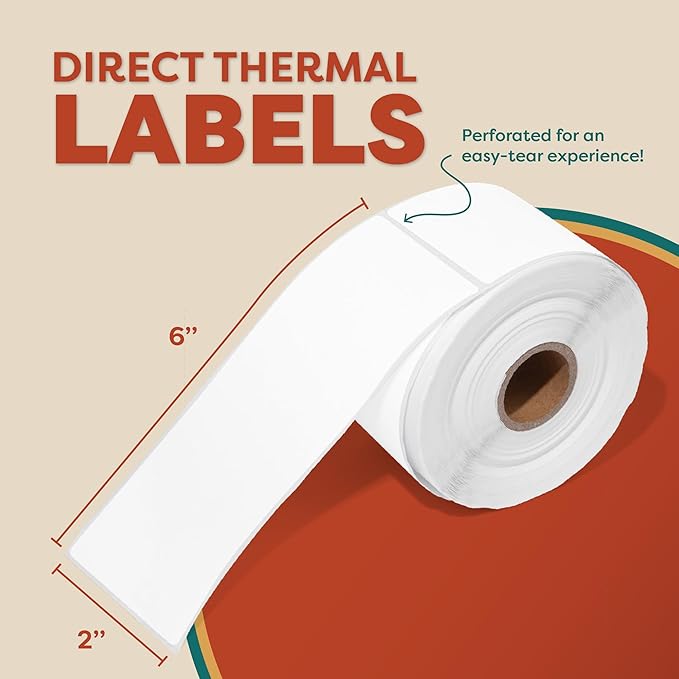 Aegis Adhesives - 2" X 6" Direct Thermal Labels Compatible with Rollo, Zebra, and Other Desktop Label Printers (12 Rolls, 250/Roll)