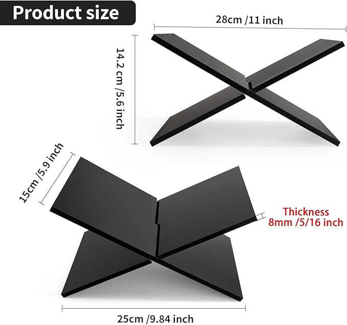 Acrylic Book Display Stand - Cookbook Holder for Kitchen (Black)