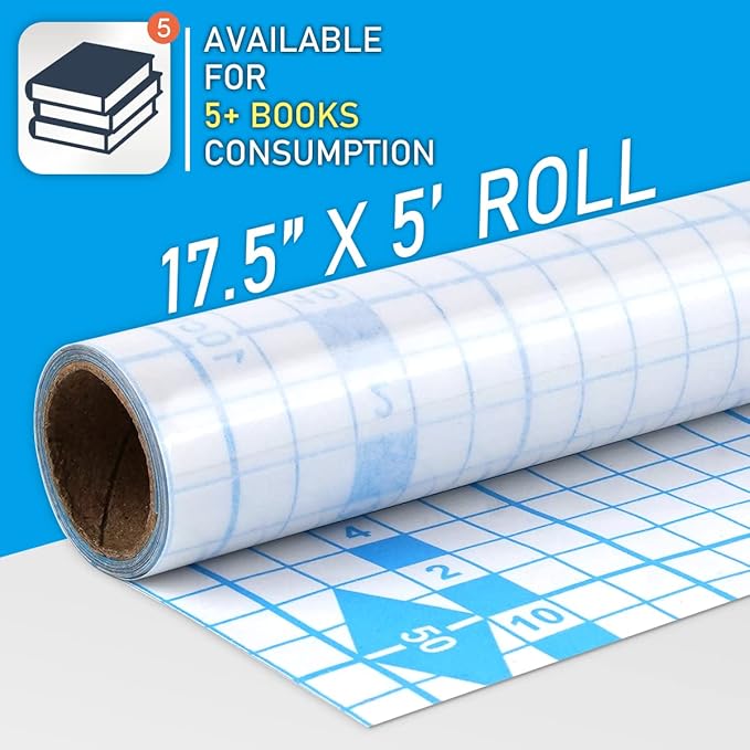 Chell Clear Contact Paper Roll for Books, 17.5 in x 5 ft Clear Self Adhesive Book Cover Paper Protector