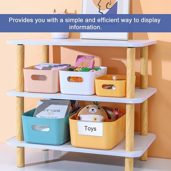 Diteje 20 Pack Plastic Wire Shelf Label Holder,Shelving Rack Retail Sign Hook Labels Clip On with Paper Inserts, 3.94x1.50inch