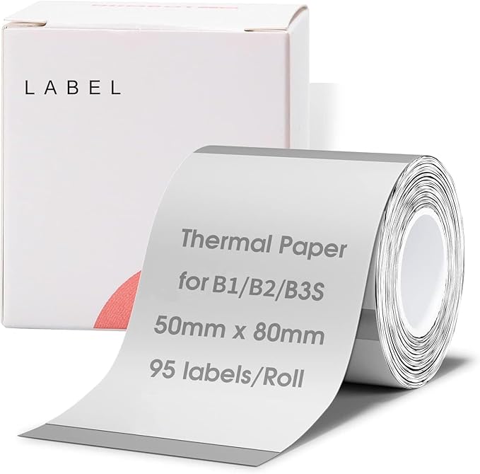 NIIMBOT Labels, 2'' x 3.15'' (50x80mm) Thermal Sticker Label, Waterproof Price/Memo Labels for NIIMBOT B1/B21/B3S/K3 Label Printer, 1 Roll of 95 Self-Adhesive Thermal Labels (Clear)