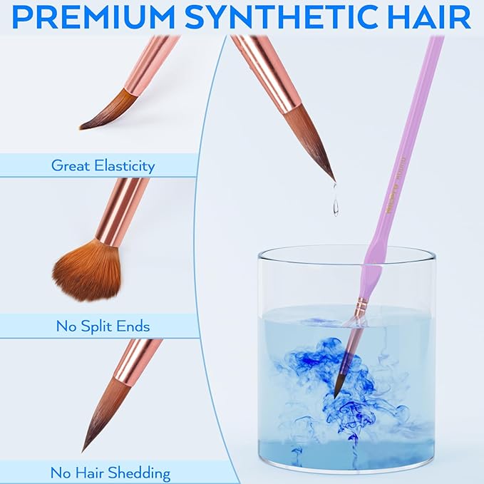 Nicpro 10PCS Micro Fine Detail Paint Brush Set, Aesthetic Pastel Small Miniature Fine Tip Detail Brushes Kit for Acrylic Oil Watercolor, Craft, Models, Miniatures, Rock Painting, Paint by Numbers