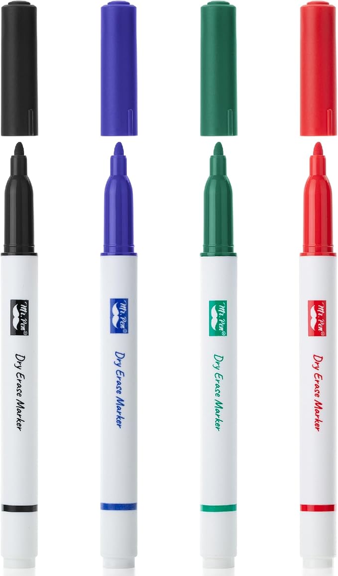 Mr. Pen- Dry Erase Markers, Fine Tip, 4 Pack, Assorted Colors, White Board Markers Dry Erase Fine Tip Markers, Whiteboard Markers, Dry Erase Pens, Dry Erase Markers Fine Tip