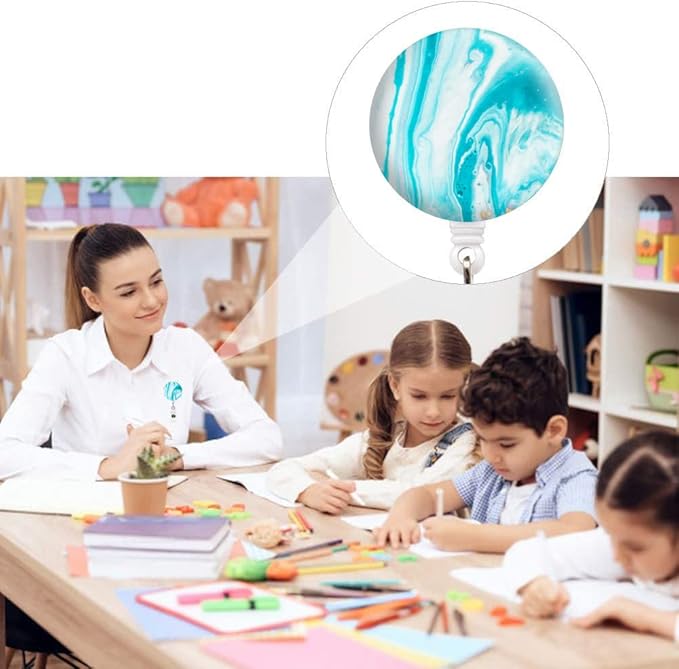 Retractable Badge Reel Clip, Badge Holder with Alligator Clip, Cute Badge Clip on ID Name Card Holders for Nurse Doctor and Office (3Pack Marble Mixed)