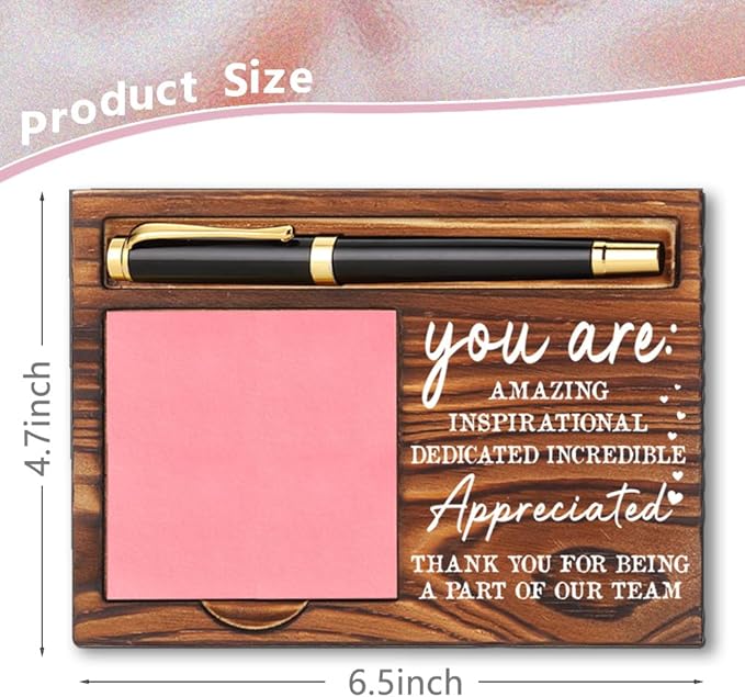 Appreciation Sticky Note Holder, Thank You Appreciation Gifts for Leader Coworker Nurse Social Worker HR Psychologist, Inspirational Quote for Desk Self-Stick Note Pad Holders YB357