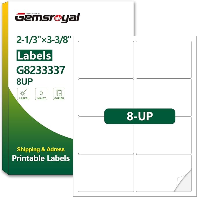 Printable Name Tags Self Adhesive White Matte,2-1/3”×3-3/8”,40 Sheets,8-UP, Name Tag Labels for Laser/Inkjet Printers,Blank Name Tag Stickers,Name Badge Labels Stickers, Letter Size