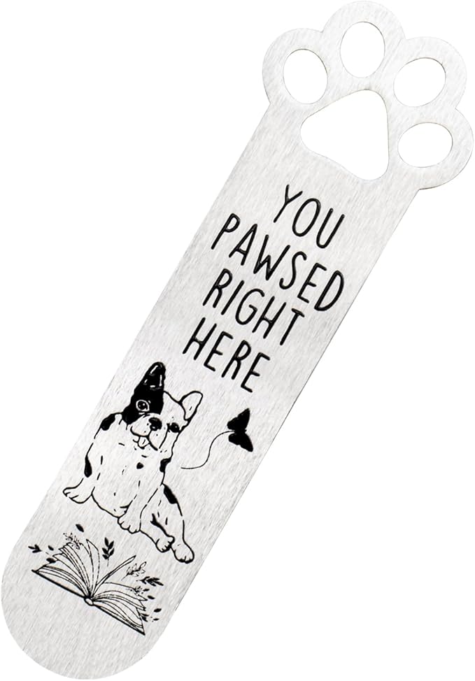 Metal Bookmarks for Reading Women Funny Bookmarks for Book Lovers Gifts Cute Bookmarks for Dog Lovers (MetalSilverDogPaw)