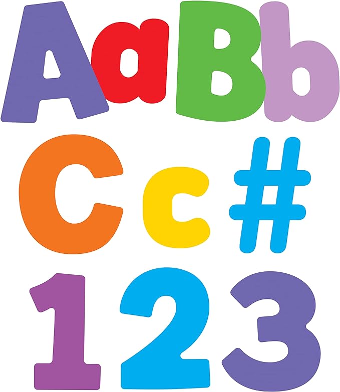 Carson Dellosa 219pc Color Pop Bulletin Board Letters, 4" Letters & Numbers Bulletin Board Decorations, Letters for Wall Decor, White Board, Bulletin Board, Cork Board, Letter Board, Classroom Decor