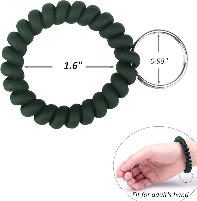 BIHRTC 5 Color Wrist Keychain Plastic Spring Flexible Spiral Coil Stretchable Wrist band Wristlet Bracelet Coil Key Chains Key Holder Key Ring for ID Badge Sauna Outdoor Sport