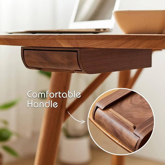 Under Desk Drawer Wood, Self-Adhesive Hidden Drawer Organizer Slide Out, Easy Installation Handmade Under Table Storage, Attachable Pencil Phone Holder For Office Home (Bamboo Small)