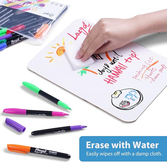 Wet Erase Markers, Bulk Pack of 16 (12 Colors) Fine Tip Overhead Transparency Smudge Free Markers for Dry Erase Whiteboard, Refrigerator Calendars, Glass and Films, Erase with Water