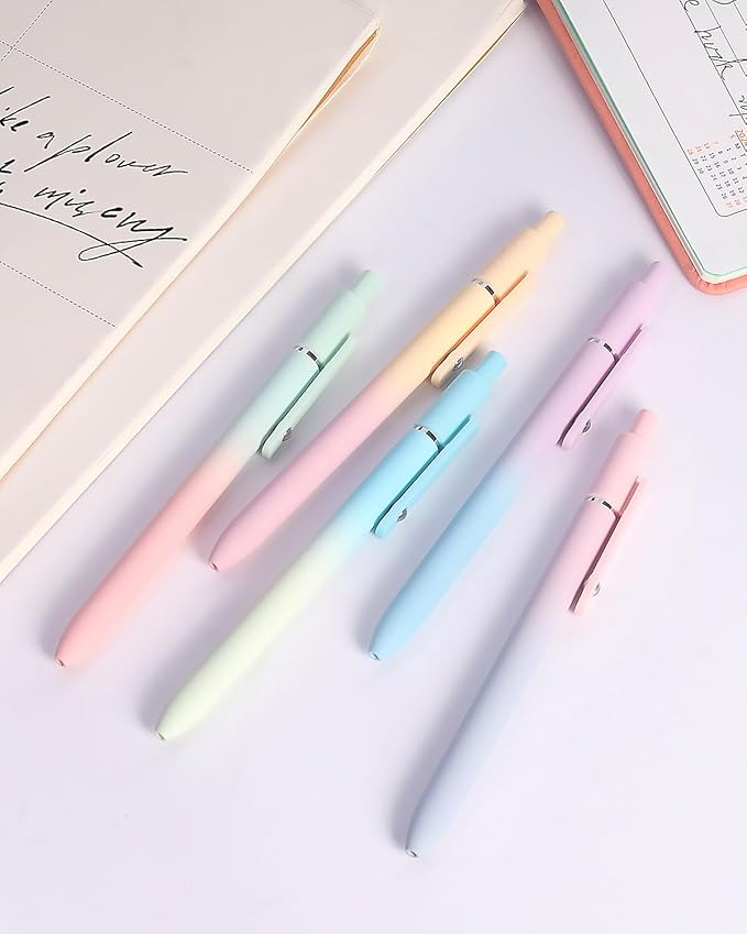 FIOVER Gel Pens, 5pcs Black Ink Medium Point 0.7mm Smooth Writing Pens with Comfort Grip, Aesthetic Ballpoint for Journaling School Office Supplies, Gifts for Women Men