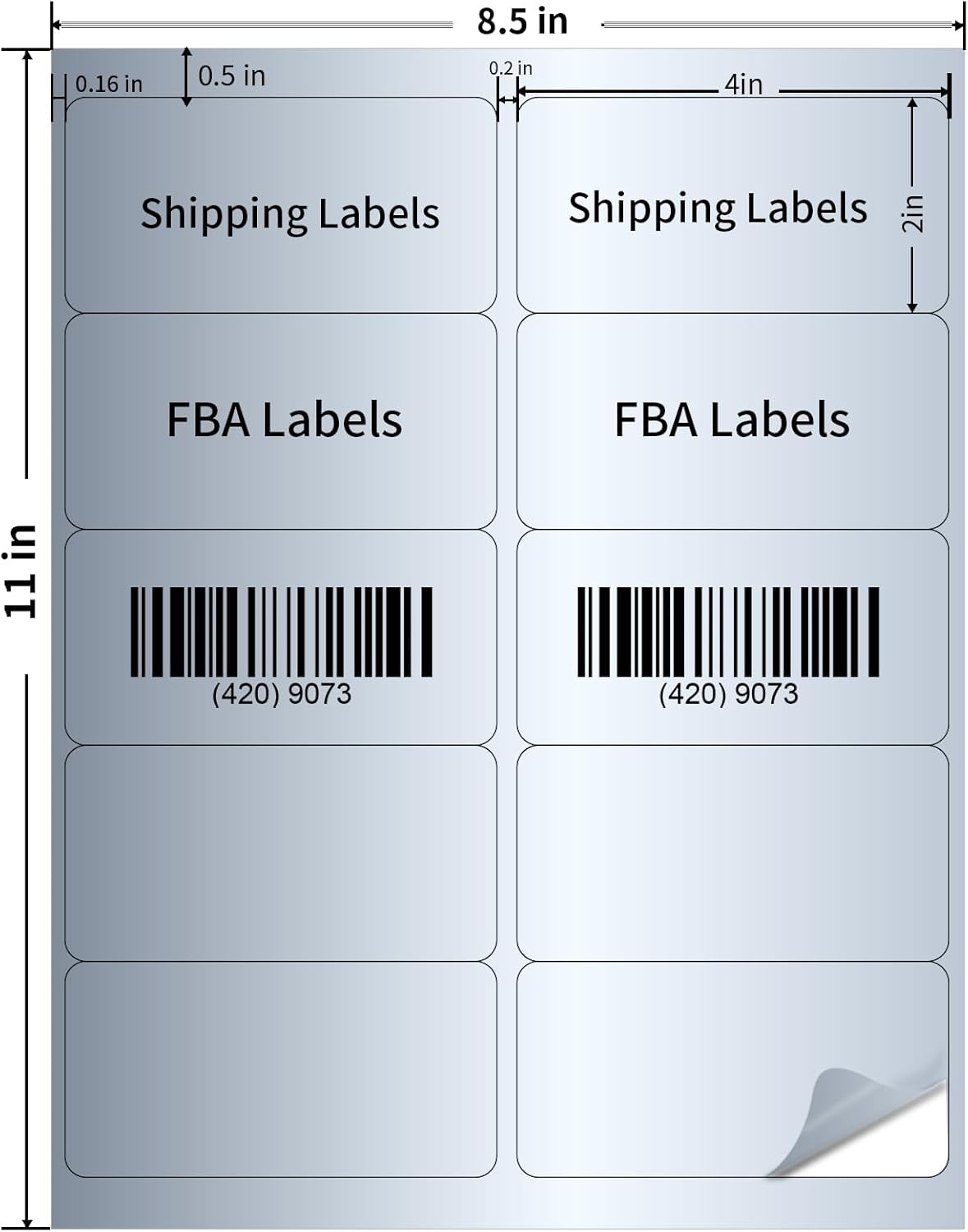 STARLIBOO Shipping Labels Stickers, 2"×4" Printable Silver Mailing Labels for Laser/Inkjet Printing- Matte Silver, Permanent Adhesive Sticker