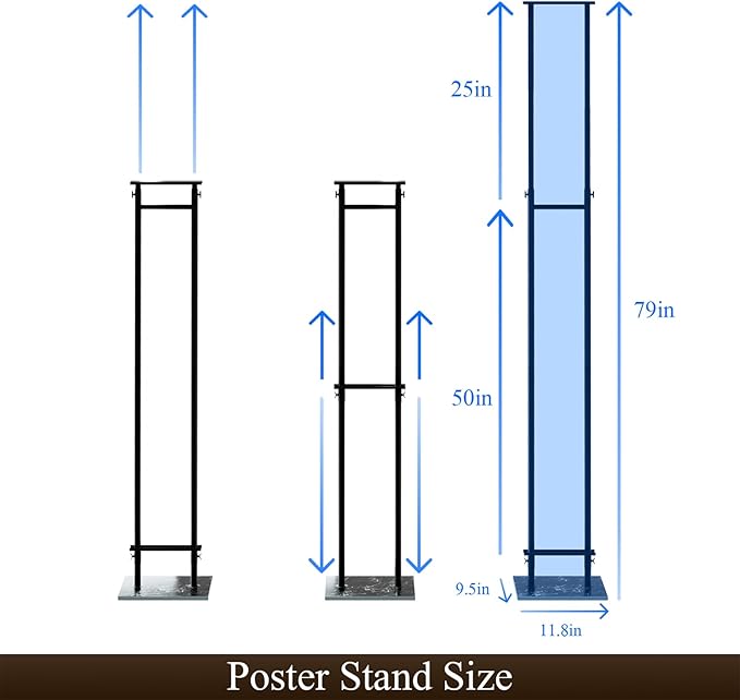 Pedestal Poster Sign Stand, Display Stand Sign Holder for Adjustable Height Up to 79 Inch, Heavy Duty Banner Double-Sided Sign Stand with Marble Base, Fit Wedding, Restaurant or Business
