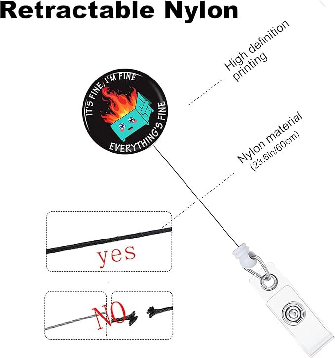 Fire Dumpster Badge Reels Holder Retractable with ID Clip for Nurse Name Tag Card Nursing for Doctor Teacher Student Employee Office Medical Work