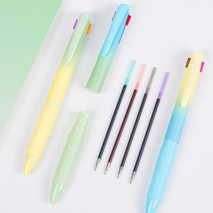 COLNK 4 Colors Ballpoint Pens in 1,Multicolor Ballpoint Pen Assorted Ink Colors,4-in-1 Colored Pens 0.7 Ballpoint for Journaling and Organizing,6 Counts-12 ink colors