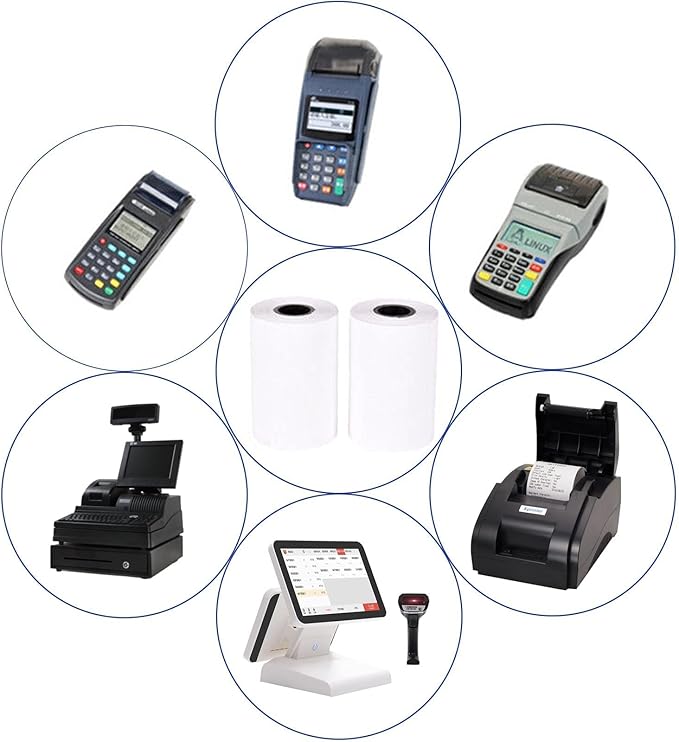 (50 Rolls) LabelMore 2 1/4" X 50' Thermal Paper Rolls, Credit Card Paper Rolls Thermal, Cash Register Roll, Premium Pos Thermal Printer Paper