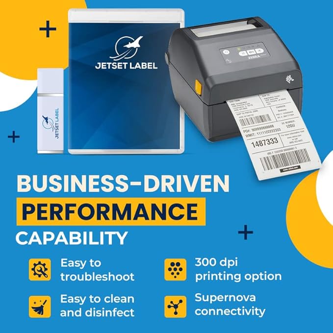 Zebra ZD421 Direct Thermal USB 203 dpi | ZD4A042-D01M00EZ 4 inch Width | Zebra GK420d Replacement | Zebra Label Printer | Includes Jet Set Label Software