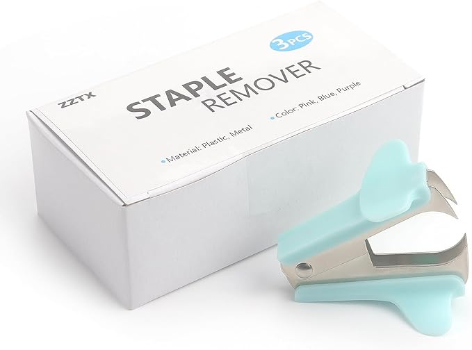 ZZTX 3 PCS Staple Remover Staple Puller Removal Tool for School Office Home 3 Pack (Pink, Blue, Purple)