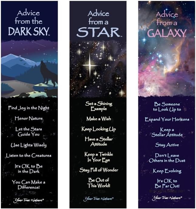 Advice from Nature 3 Bookmark Enjoy The Dark Sky Set, Laminated with Glossy Finish, Printed on Recycled Paper - Dark Sky, Galaxy,Star (AMBM-DARKSKY)