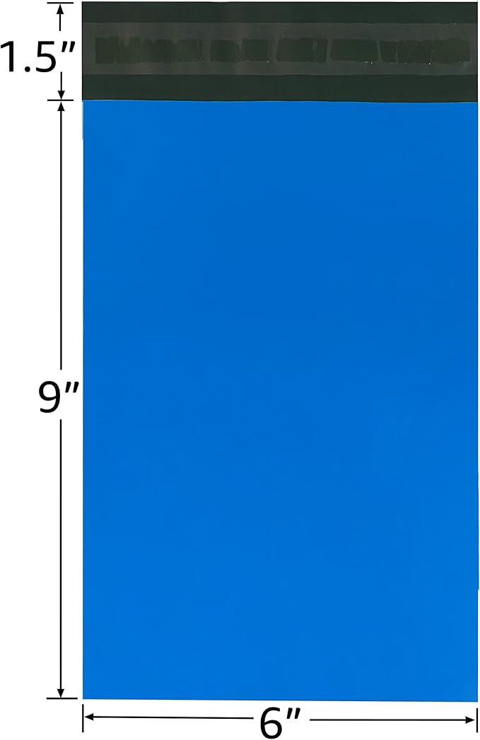 Colored Poly Mailers Pack of: Be creative with your packaging with Colored mailers (Blue, 6" x 9" pack of 200)