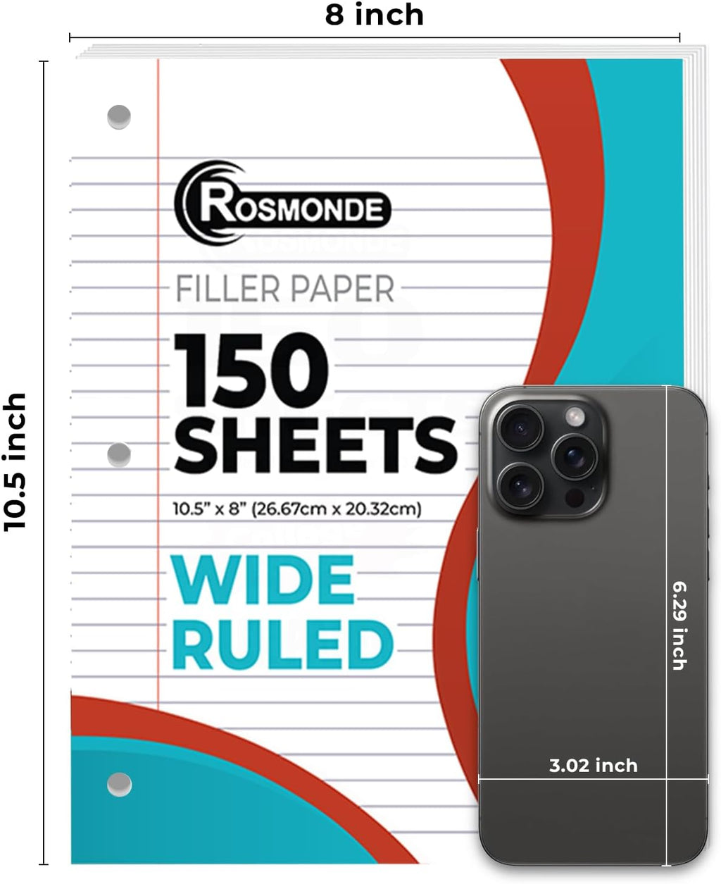 576 Pack (Pallet) Loose Leaf Paper Bulk, 86400 Sheets, Wide Ruled, Pallet of Filler Paper, 150 Sheets/Pack, 8 x 10.5", 56 Gsm Thick Sheets, 3 Hole Punched, School & Office, 4-7 Days Transit