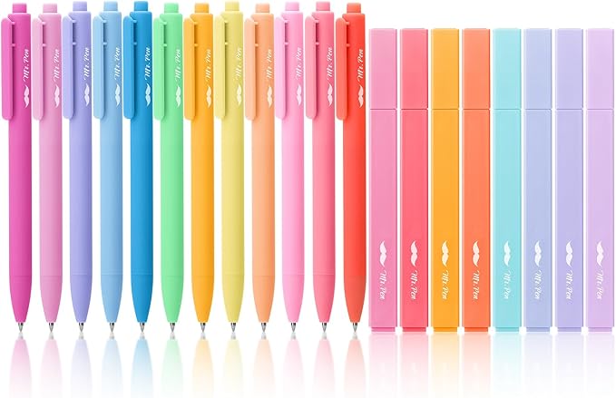 Mr. Pen- Aesthetic Highlighters and Gel Pens, 20 Pack, Assorted Colors Bible Highlighters No Bleed, Colorful Ink Gel Pens, Cute Highlighter Pens, No Bleed Highlighters for Bibles, Aesthetic Gel Pens