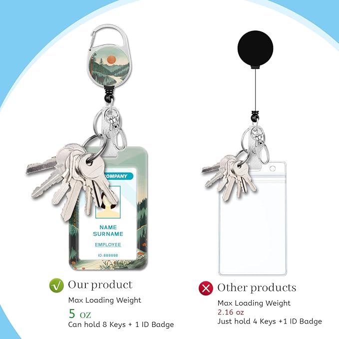 Lanyards for Id Badges, Badge Holder with Retractable Reel Clip, Sunrise Sunset Mountain Tree Work Name Tags Keychain Lanyard ID Card Protector Case for Women Teacher Nurse Doctor Office