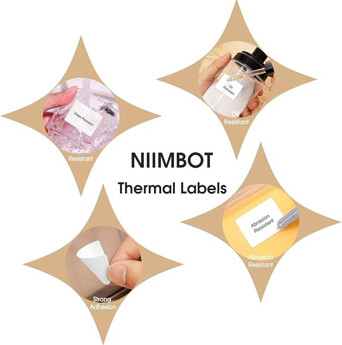 NIIMBOT Labels for B1/B21/B3S Label Maker, 1.57'' x 1.18'' (40x30mm) Thermal Sticker Label, Waterproof, Oil-Proof and Tear-Proof NIIMBOT Labels, 1 Roll of 230 Self-Adhesive Thermal Labels (White)