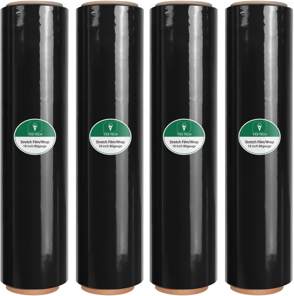 Black Stretch Film/Wrapping Paper Thickness, 18 Inch 1500 Feet Plastic wrap roll,Industrial Strength, Heavy Duty Shrink Wrap idea for Moving, Shipping, and Pallet Packing