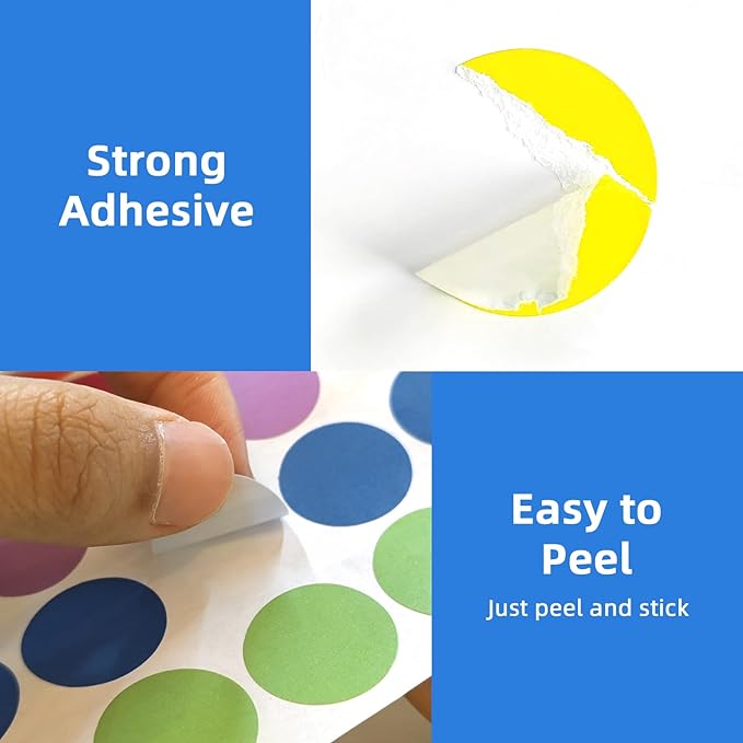 1600 PCS Printholic Colored Dot Stickers, 10 Color Circle Price Stickers, 3/4 Inch Round Color Coding Labels for Office, Home, Teaching Events, Garage Sales - 20 Sheets