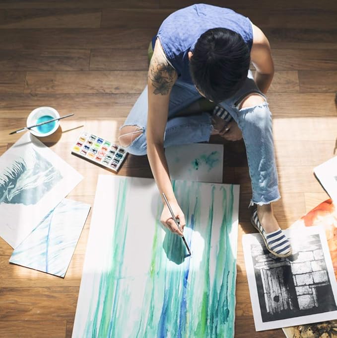 Nicpro 10 PCS Watercolor Paint Brushes, Round Tip Artist Painting Brush Set for Water Color, Acrylic Oil, Gouache, Ink, Detail, Rock, by Number Model Art Paintbrush