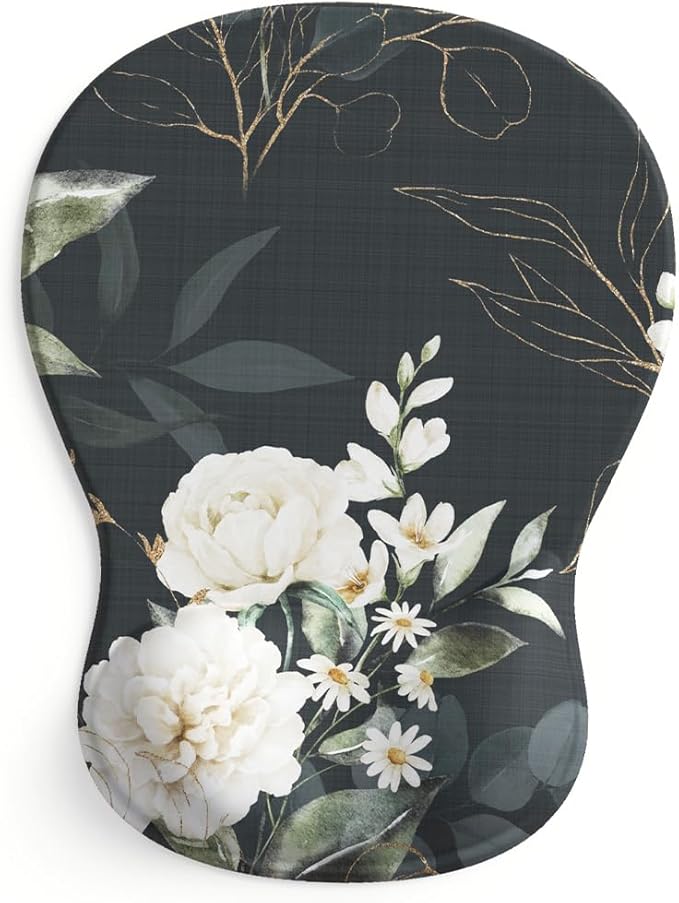 ErgoComfort Gel Wrist Rest Mouse Pad-Ergonomic Office Mousepad with Wrist Support-Non-Slip, Design Desk Accessories Mat for Home&Game Decor (08Elegant Floral)