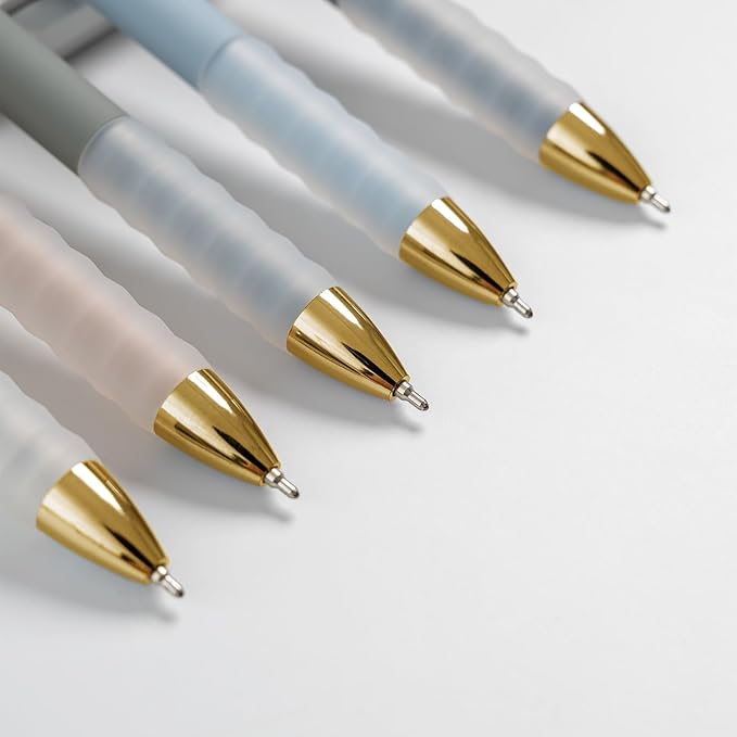 1.0mm Ballpoint Pens Retractable Cute Black Ink Pens with Silicone Grip Smooth Writing Suitable for Office, Note-taking (12 pcs)