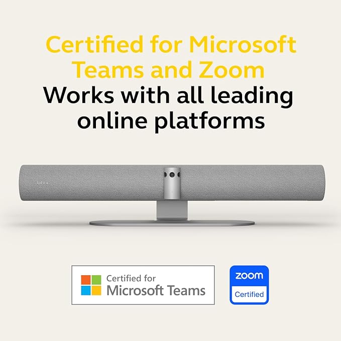 Jabra PanaCast 50 – Intelligent 180° Panoramic-4K Meeting Room Video Camera – Inclusive Video Conferencing Camera with Full Room Coverage, Easy to Set-Up Wide Angle Webcam with Microphones - Grey