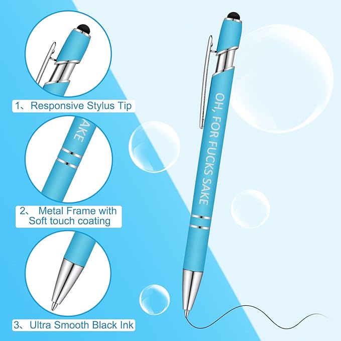 Eersida 20 Pcs Snarky Office Pens Funny Insulting Pens Arcastic Negative Quotes Ballpoint Macaron Touch Stylus for Office, Black Ink