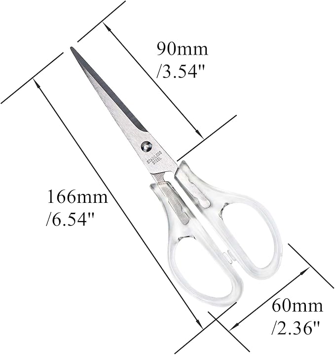Acrylic Scissors Silver Scissors 6.5" Clear Scissors Metal Blades Office Cutting Shears for Craft Supplies Desk Accessories