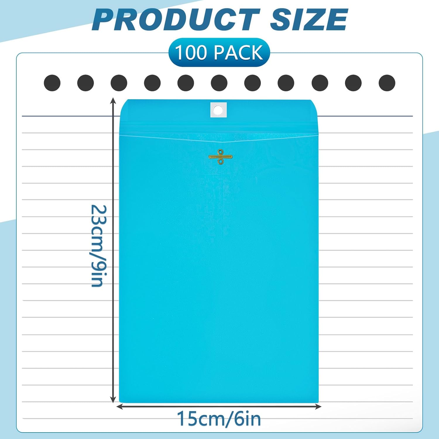 Geyee 100 Pcs Clasp Manilla Envelopes 6 x 9 Inch Gummed Colored Envelopes for Storing or Mailing for Home Office Business Supplies(Blue)