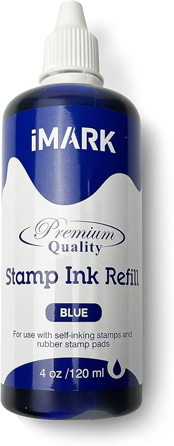 iMARK Premium Refill Ink for Self-Inking Stamps, Daters and Stamp Pads (4 oz, Blue)