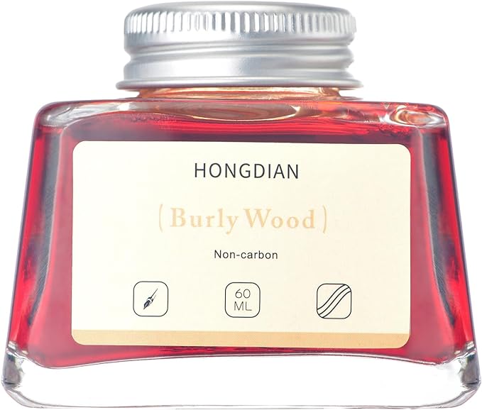 Hongdian Fountain Pen Bottled Ink Burly Wood Color, 60ml Non Carbon Inkwell Bottle, Artist Calligraphy Ink