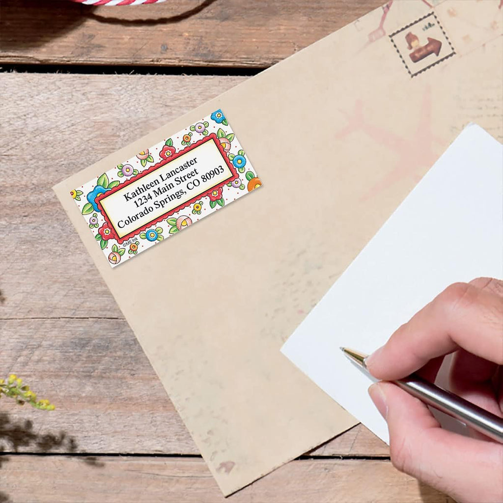 Colorful Images Mary’s Blossoms Floral Return Address Mailing Labels, Personalize with Name & Address, Set of 144 Self Adhesive, Easy Peel Flat Label Sheets, Large, 4 Designs