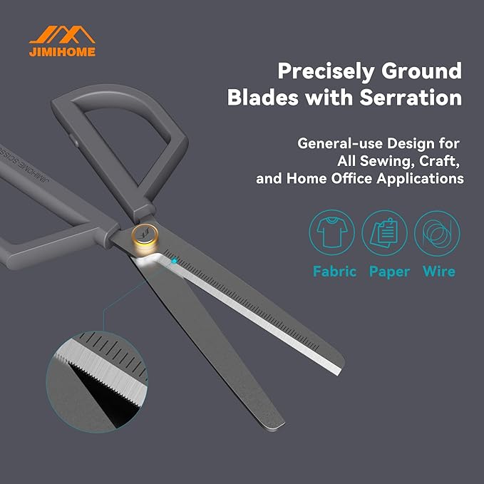 JIMIHOME Household Tool Essential Safety Craft Scissors Left Right Handed Tension Adjustable Protective Sheath Precision Light Duty Home Office Ground Blades Anti-slipping Resist Rusting