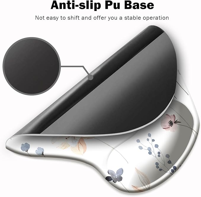 Ergonomic Mouse Pad with Wrist Support and Coaster,Mouse Pads with Non-Slip PU Base for Home Office Working Studying Easy Typing & Pain Relief Beautiful Plants