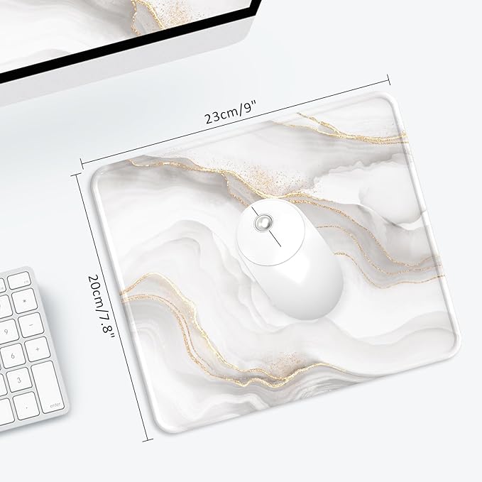 eulps Mouse Pad with Stitched Edge, Multiple Patterns Computer Mouse Pads with Non-Slip Rubber Base, Washable Cloth Mousepad, for Gaming, Laptop, PC (Ivory Gold)