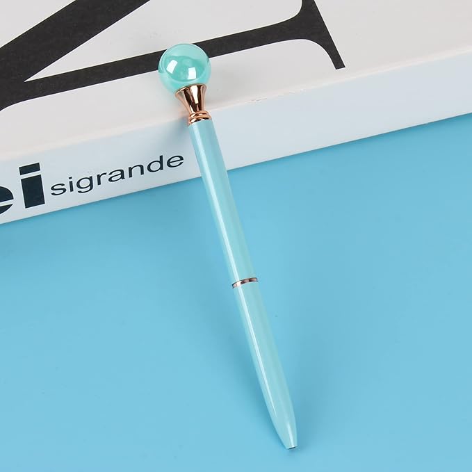 6 Pieces False Pearl Decoration Twist Metal Ballpoint Pen Ball Pen 1.0 MM Black Ink